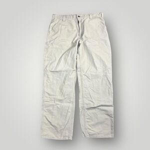 Carhartt Dungaree Mens 40x34 Beige Canvas Carpenter Relaxed Fit Workwear B151